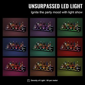 Espositore per Bar Illuminato a LED da 48 Pollici, 3 Livelli, 3 Gradini, Porta Bottiglie in Acrilico per Whisky, Supporto Illuminato per Liquori, Accessorio Bar Intelligente - Product Image 6