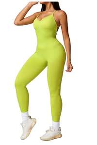 Mono de yoga de una pieza para chicas altas, con efecto fruncido en los glúteos, pantalones acampanados, ropa deportiva con logo personalizado - Product Image 1