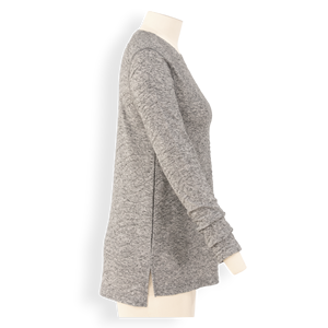 Camiseta de Manga Larga Gris Premium para Mujer – Tejido Jacquard, Estilo Casual Moderno |   Logotipo Personalizado, Fabricante de Camboya - Product Image 2