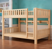 Lit superposé en bois massif pour enfants, lit double en bois avec barrières de sécurité pour enfants, étudiants, dortoir scolaire, chambre à coucher
