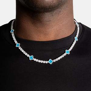 Luxury Cross <b>Statement</b> <b>Necklace</b> 925 Silver Rhodium Plated 14K Gold Plated Brilliant Cut Everyday Wear Unisex Tennis Chain - Product Image 3