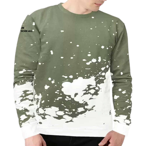 Sweat-shirt en polyester tricoté pour homme, blanc, à manches raglan, avec imprimé éclaboussures vertes, col rond, coupe classique, décontracté, pour l'automne - Product Image 4