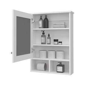 Armadietto da bagno Poston bianco con anta e specchio incluso - Product Image 5