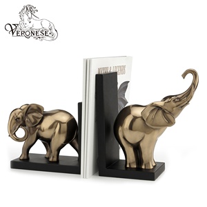 SOPORTES PARA LIBROS CON FIGURAS DE ELEFANTES EUROPEOS DE DISEÑO VERONESE - ARTÍCULO DE COLECCIÓN DE RESINA DE LUJO PINTADO A MANO PARA DECORACIÓN DEL HOGAR - Product Image 2