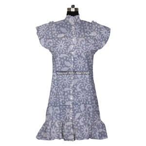 Vestido de Noche de Algodón Bohemio Gypsy con Estampado de Bloques, Ecológico, de Manga Corta para Mujer, Estilo Formal, Moda India y Pakistaní 2026 - Product Image 4
