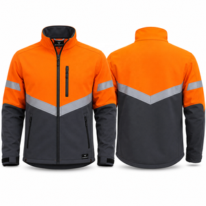 <b>High</b> <b>Visibility</b> Safety <b>Jacket</b> ANSI Class 2 EN ISO 20471 Class 2 Black Yellow Reflective Stripes Full Zip <b>Softshell</b> Waterproof - Product Image 1
