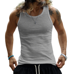 Camiseta sin mangas de punto acanalado blanca para hombre, cuello redondo, color liso, estilo casual - Product Image 6