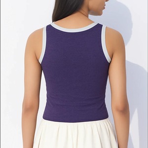 Camiseta sin mangas corta de algodón blanca con cuello redondo para mujer, estilo holgado, ideal para yoga, deporte y fitness, diseño personalizado de verano. - Product Image 5