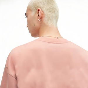 T-shirt rose oversize en coton pour homme, style décontracté streetwear, coupe ample, manches courtes, mode estivale, tee-shirt basique, logo personnalisé, vente en gros - Product Image 5