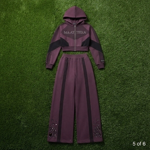 Conjunto Deportivo de Dos Piezas para Mujer, Sudadera con Cierre Regular y Pantalones Anchos, Detalle de Pedrería Bordada, 100% Algodón - Product Image 5