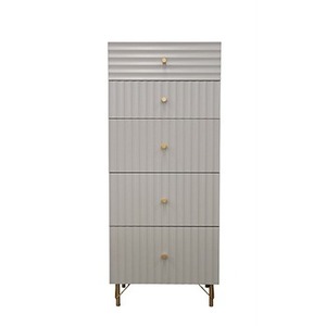 Elegant 5-Drawer Tall <b>Chest</b> Classic White with Mahogany Solid <b>Wood</b> Bedroom Furniture for Home Hospitality Use <b>Storage</b> Drawers - Product Image 1