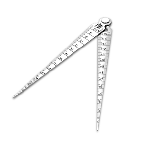 Jauge conique SHINWA 62620 à double mesure 1-15 mm pour le diamètre et la longueur des trous de jeu, stable avec deux lames et manchon de protection - Product Image 1