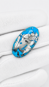 Cabochon ovale en turquoise naturelle véritable de qualité supérieure, très demandé, pierre brute polie bleu-blanc pour la fabrication de bijoux - Product Image 2