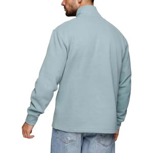 Sweat-shirt décontracté pour homme en molleton bleu clair à col montant et fermeture éclair, coupe classique, couleur unie, idéal pour l'automne - Product Image 2