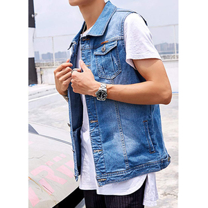 เสื้อกั๊กยีนส์ผู้ชายสุดเทรนดี้ ดีไซน์เองได้ แบบไม่มีแขน สไตล์ฮิปฮอป สตรีทแฟชั่น สีสันตามสั่ง ผ้าฝ้าย เสื้อกั๊กแฟชั่น - Product Image 5
