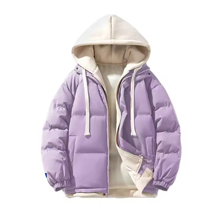 Men's Eco-Friendly Streetwear Puffer Jacket-Custom Water-Resistant Windproof Hooded Zipper Closure <b>Coat</b> for Winter - Product Image 4