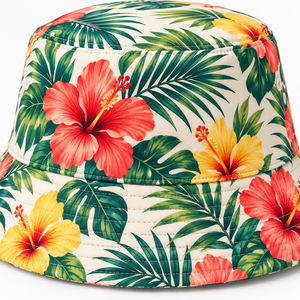 Sombrero de Pescador con Estampado Floral Tropical, Unisex, para Playa, Verano, Casual, de Poliéster y Lona, con Protección Solar - Product Image 3
