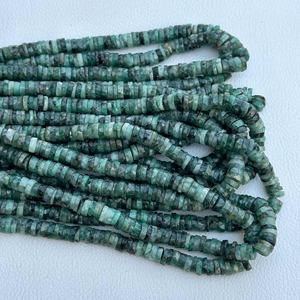 Heishi ยางเหลี่ยมเพชรพลอยมรกตธรรมชาติ6-7มม. สร้อยคอลูกปัดหินหลวมเครื่องประดับแฮนด์เมดขายดี - Product Image 2