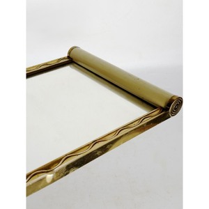 Art Deco <b>Rectangular</b> <b>Mirror</b> <b>Tray</b> with Brass Frame and Ivory Handles Decorative Wall Mount or Table Use - Product Image 5