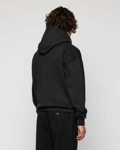 Sweat-shirts à capuche zippés en molleton French Terry 100% coton noir 485 GSM pour hommes, coupe ample et oversize, logo personnalisé, fabrication OEM, streetwear. - Product Image 6