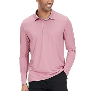 Chemise à manches longues pour homme, couleur unie, tricot en coton respirant, coupe décontractée, chemises de golf, technologie OPTI-Dri, protection solaire - Product Image 3