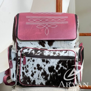 2026 Western Cowhide Leather with Boot Stitch <b>Backpack</b> Purse Handmade Tooled Flap Women Travel <b>School</b> Fashion <b>Backpack</b> Wholesale - Product Image 1