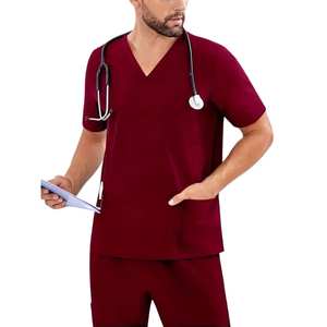 Tenues Médicales Cliniques : Ensemble Blouse Col V et Pantalon Droit Respirant en Mélange de Coton pour Hôpitaux et Soins Infirmiers – Fabricant - Product Image 1