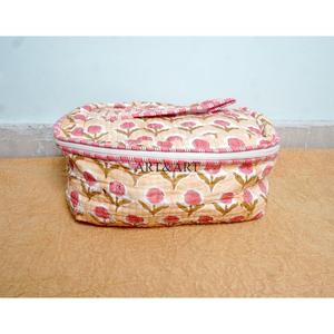 Set 3 Quilted Indian Cotton floral Print Toiletry Bags Wash Bag makeup Kit Vanity <b>Case</b> Travel Makeup Cosmetic Bags And <b>Cases</b> - Product Image 3