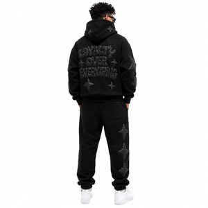 OEM Survêtement pour homme en coton épais, avec sweats à capuche à impression en relief et pantalons de jogging, coupe oversize, style streetwear, automne hiver, fabricant - Product Image 3