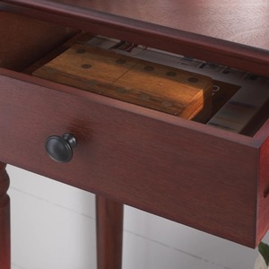 Table basse classique Espresso style vintage avec pieds à tiges et étagère de rangement inférieure, idéale pour couloir étroit - Product Image 4