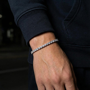 Pulsera de tenis de lujo de cristal con moissanita de corte brillante redondo para unisex, engaste de garra, pulsera brillante tipo brazalete - Product Image 4