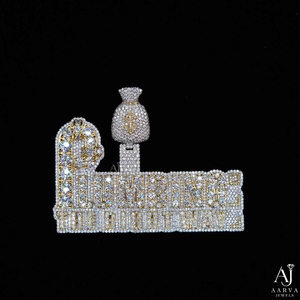Pendentif Sac d'Argent Moissanite Unisexe Hip Hop en Argent 925 Plaqué Or avec Sertissage Personnalisé et Breloque Lettre, Bijou Idéal pour Cadeau - Product Image 1