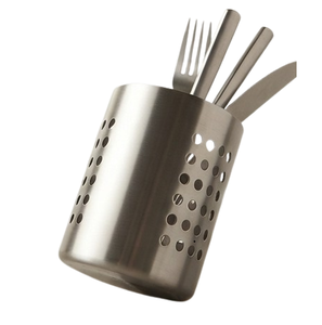 Porte-couverts perforé en acier inoxydable, organisateur d'ustensiles cylindrique pour la vaisselle de cuisine, résistant à la rouille - Product Image 2
