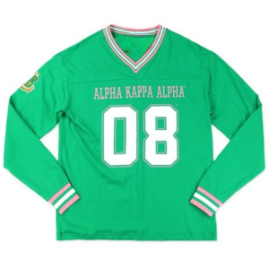 Camiseta Deportiva Verde Esmeralda con Ribete Rosa, Cuello en V, Manga Larga, Número 08, Estampado Gráfico, Ropa Deportiva Informal, Top de Moda para Mujer - Product Image 1