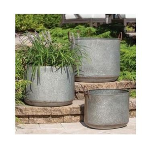 Grand ensemble de pots de jardin minimalistes en métal galvanisé légers pour plantes d'intérieur et d'extérieur – Vente en gros - Product Image 4