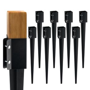 Set da 8 Picchetti di Ancoraggio per Recinzioni in Metallo Verniciato a Polvere Nera, 36 x 4 x 4 Pollici, Diametro Esterno 3,5 x 3,5, per Recinzioni, Tralicci e Cancelli - Product Image 1