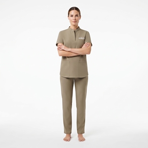 Uniforme Médico de Manga Corta con Cuello Alto para Mujer, Ropa de Trabajo Médica con Logotipo Personalizado, Uniforme Profesional para el Sector Salud - Product Image 6