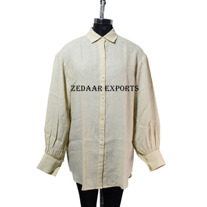 Long Solid Button Linen Shirt for Women Latest Knee Length Casual Summer Vacation Shirt - Product Image 5