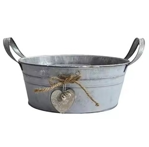 Galvanized Metal Flower <b>Pot</b> With Vintage Pattern Indoor Plant Container <b>For</b> Flower Green Plant Planter <b>Pot</b> - Product Image 4