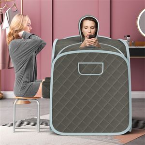 Tenda Sauna Portatile per 2 Persone 800W (Grigia) - 9 Livelli di Temperatura (Max 129°F) + 15 Timer da 90 Minuti + Vaporizzatore da 3L (Coperchio Antiesplosione) - Product Image 1