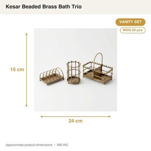 Handmade 24 cm Antique Brass Vanity Set Kesar Beaded Brass <b>Bath</b> Trio for Home Decor Hotels Weddings-<b>Table</b> Decoration Accessory - Product Image 4