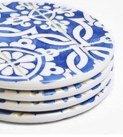 Sous-verres modernes gravés à la main, ajustables et personnalisés, en os incrusté, écologiques, fabriqués par des artisans indiens, élégants et très demandés