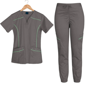 Women's Nurse Medical <b>Scrub</b> <b>Top</b> V-Neck Short Sleeves Polyester/Rayon/Spandex Woven Fabric Comfortable-Fit Quick-Dry Wrinkle OEM - Product Image 3