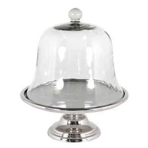Supports à gâteau portables en métal avec couvercle en verre, qualité supérieure, présentoir rond pour desserts, fournitures pour gâteaux de mariage et d'anniversaire à domicile - Product Image 1