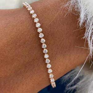 Luxury Moissanite Round Cut Tennis <b>Bracelet</b> Rose Gold Tone Classic Sparkling Elegant Jewelry Statement Gift for Women - Product Image 5