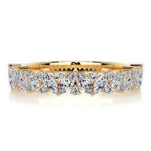 Anillo de Oro Amarillo con Diamantes Cultivados en Laboratorio en Forma de Marquesa y Banda Chevron - Product Image 1
