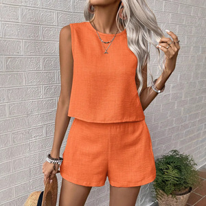 Conjunto de ropa de dos piezas para mujer, informal, holgado, top y pantalones cortos, suave, cómodo, transpirable, ligero, a la moda - Product Image 4