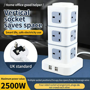 Switch Surge Protection UK plug High Quality New Vertical Multi-sided Independent Overload Office Home Use <b>Socket</b> <b>With</b> <b>USB</b> - Product Image 4