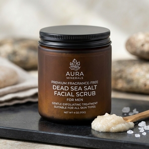 Gommage facial au sel de la mer Morte sans parfum de qualité supérieure pour hommes, taille standard, traitement exfoliant doux pour tous types de peau - Product Image 2