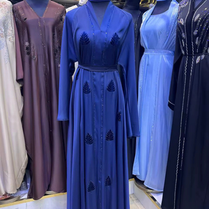 Abaya Modeste de Dubaï en Gros, Perlée et Pailletée, à Manches Longues, Traditionnelle Musulmane, Faite à la Main, pour Mariage, Respirante, Col en V pour Femme - Product Image 1